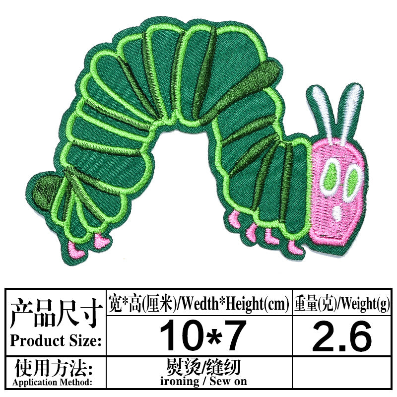 Wholesale Green caterpillar embroidered round-faced monkey and bee patch  OLY Exclusive